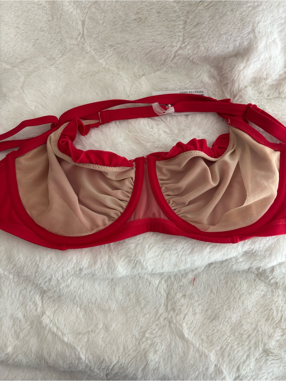 Pour Moi? Getaway Halter Underwire Swim Top in Red Size UK 36F/US 36G NEW Ruffle - Picture 8 of 13
